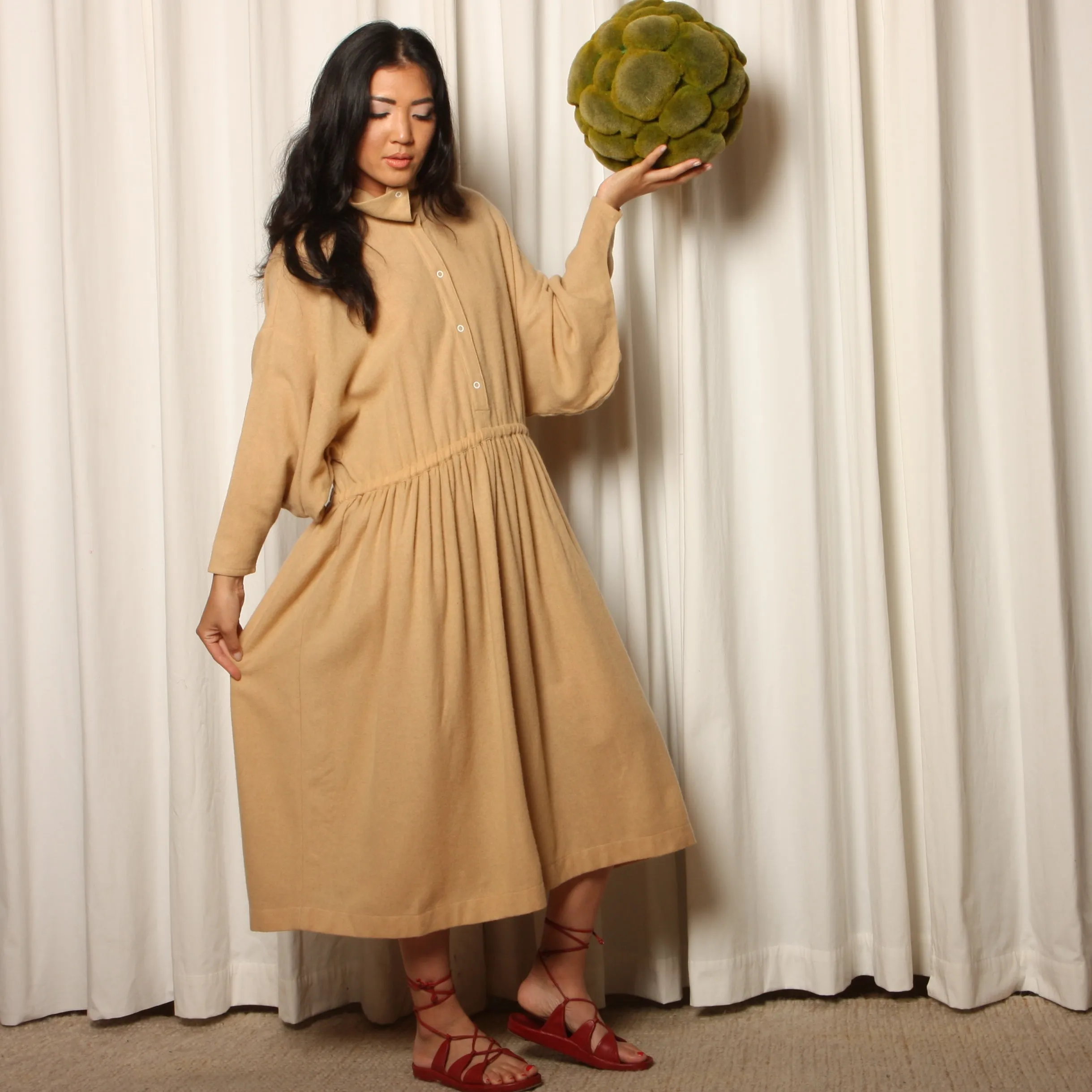 Vintage 70's Philippe Salvet France Draped Dolman Dress