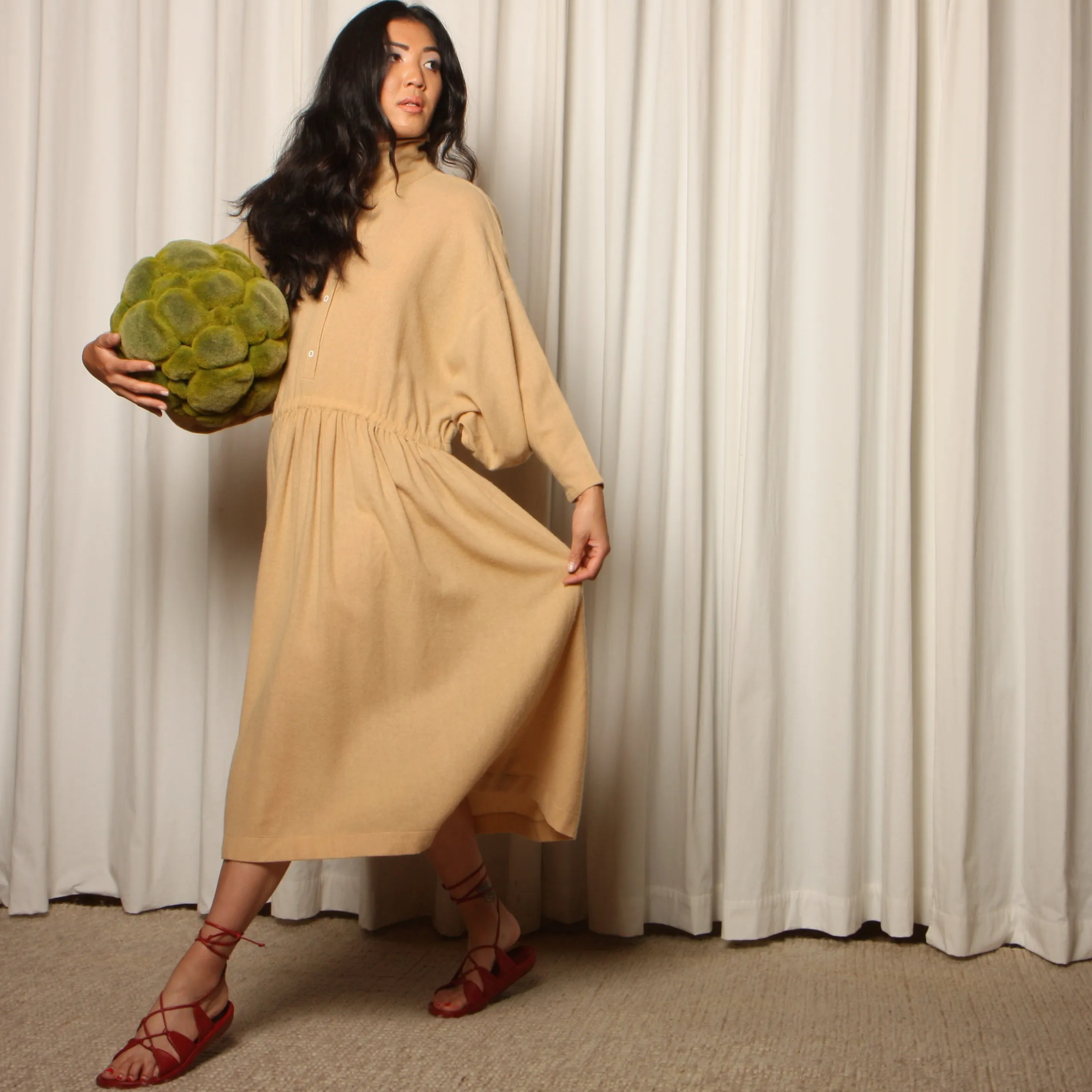 Vintage 70's Philippe Salvet France Draped Dolman Dress