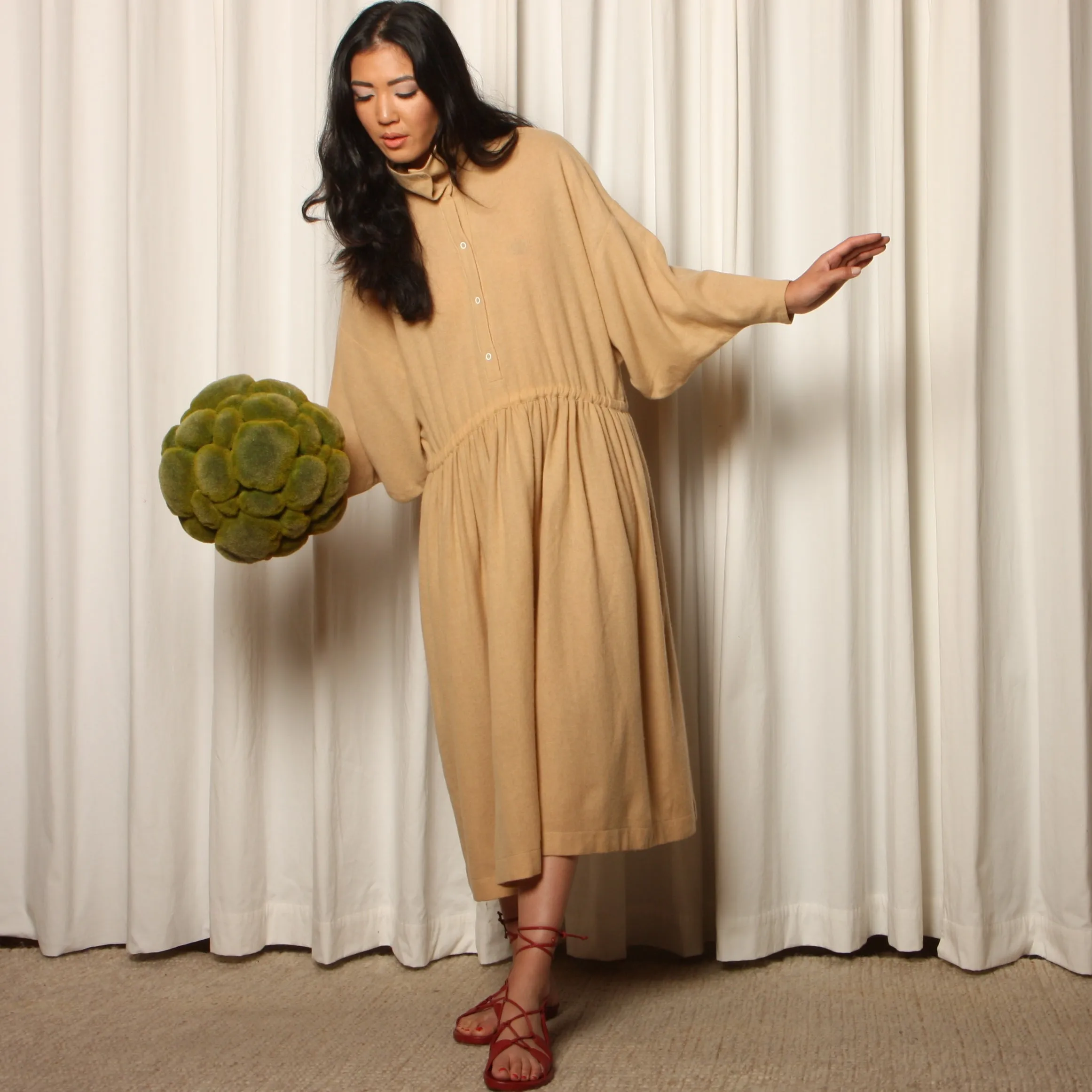 Vintage 70's Philippe Salvet France Draped Dolman Dress
