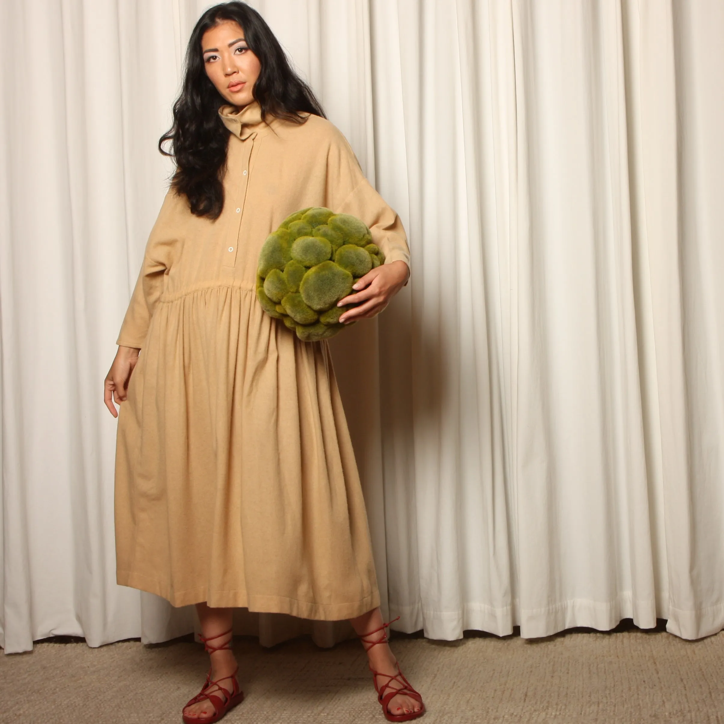 Vintage 70's Philippe Salvet France Draped Dolman Dress