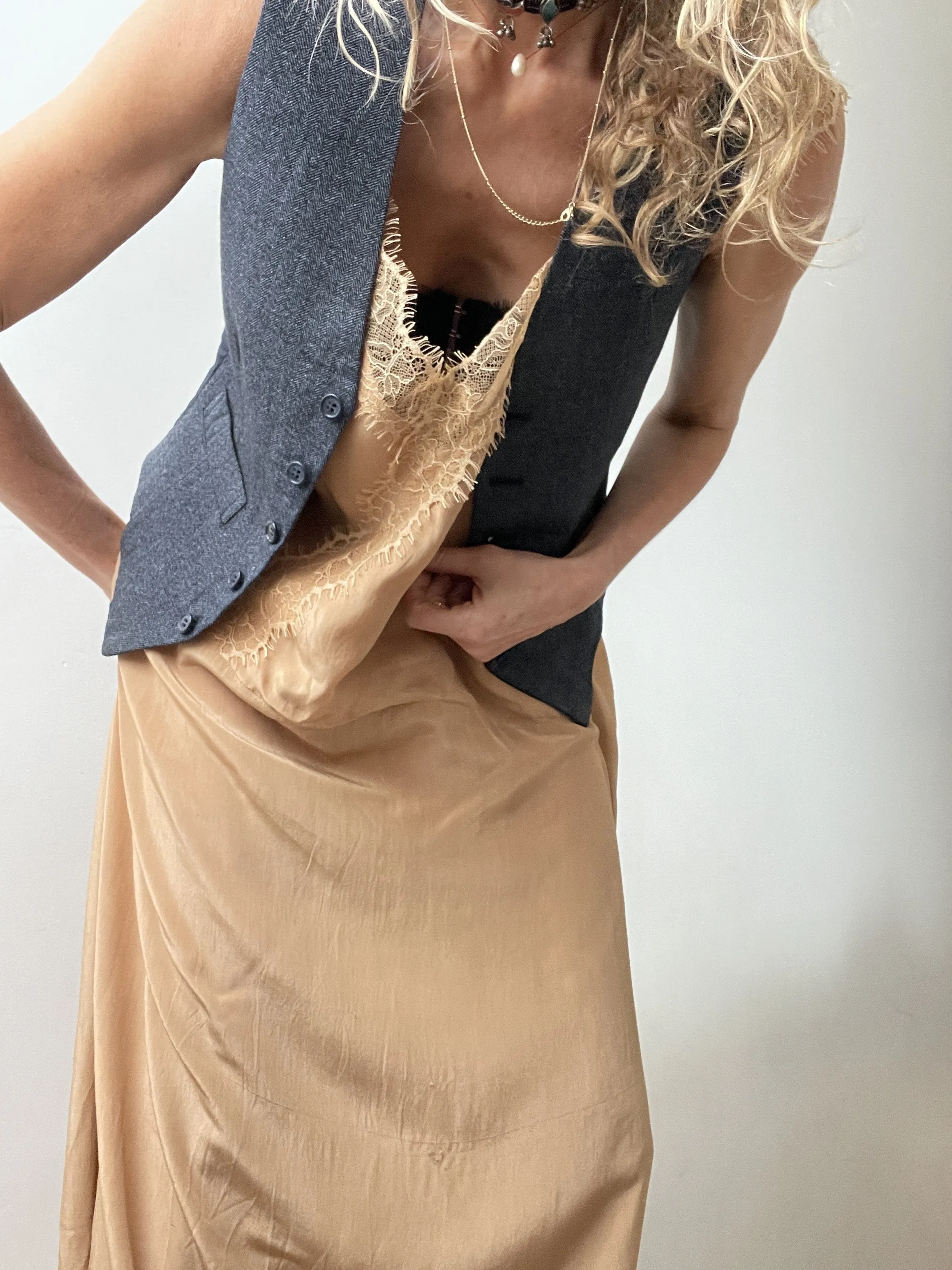 Vintage Black and White Tweed Suit Vest