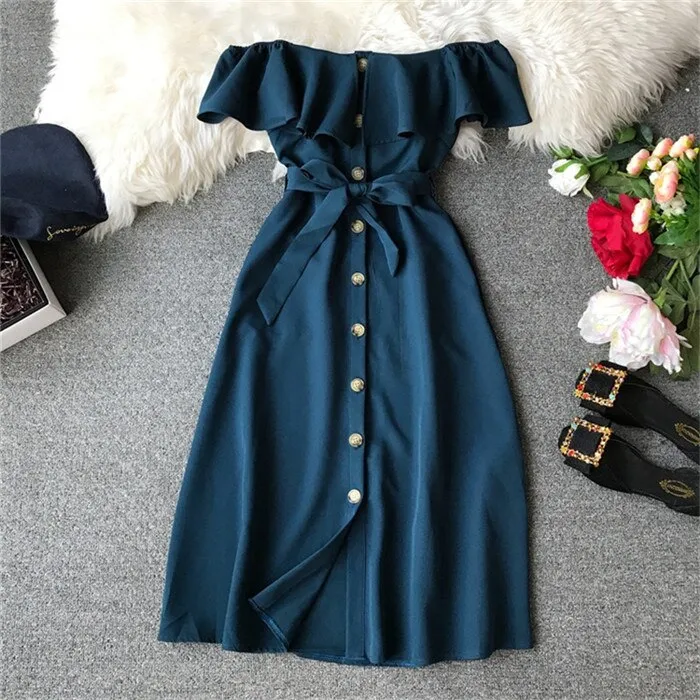 Vintage Elegant Graceful A-Line Midi Dress