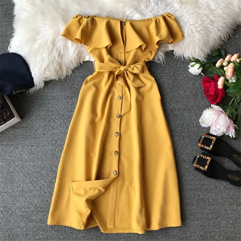 Vintage Elegant Graceful A-Line Midi Dress