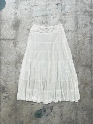 Vintage Style White Cotton Tiered Skirt - 12