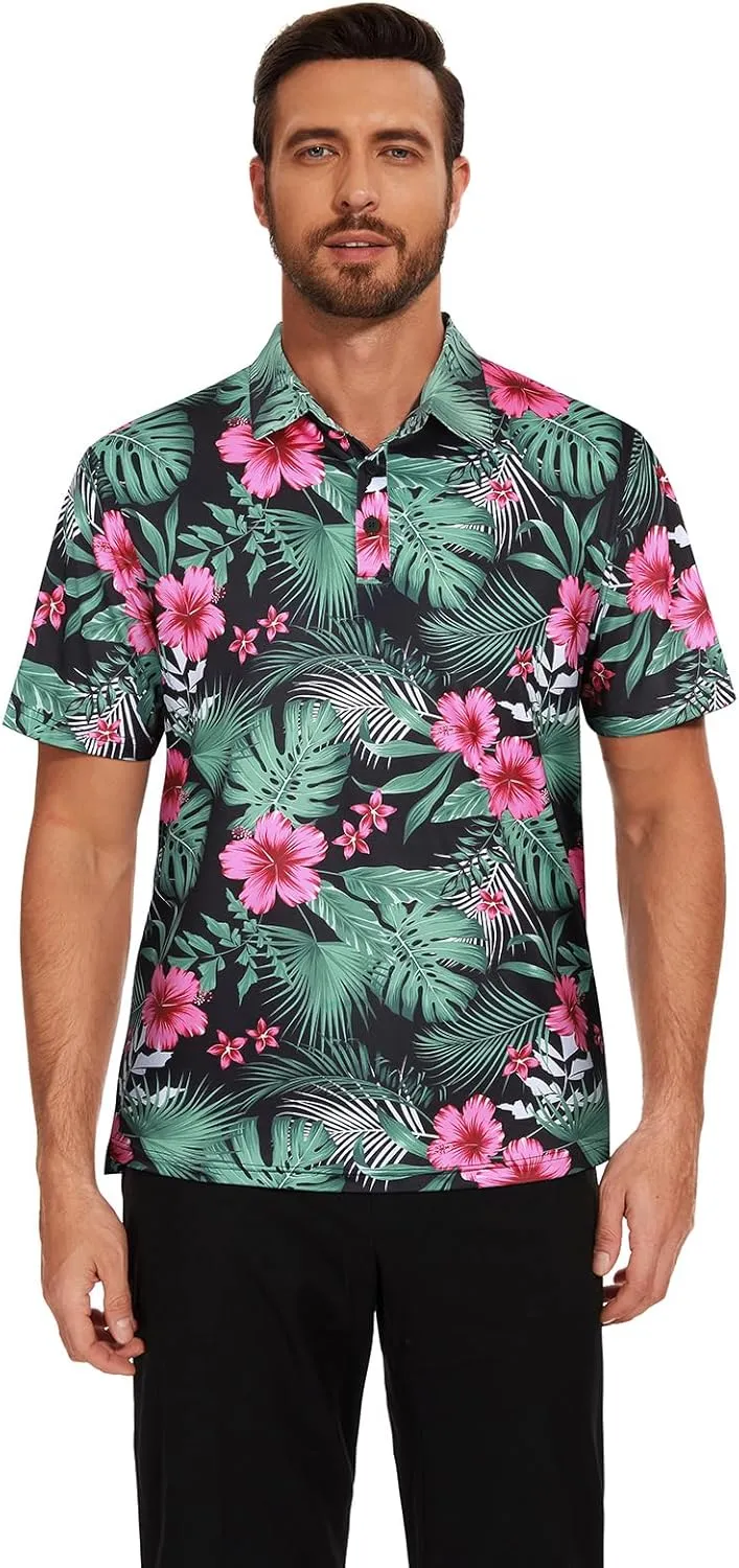 Viracy Men's Golf Shirts Short Sleeve Dry Fit Moisture Wicking Performance Mens Golf Polo Shirts S-3XL