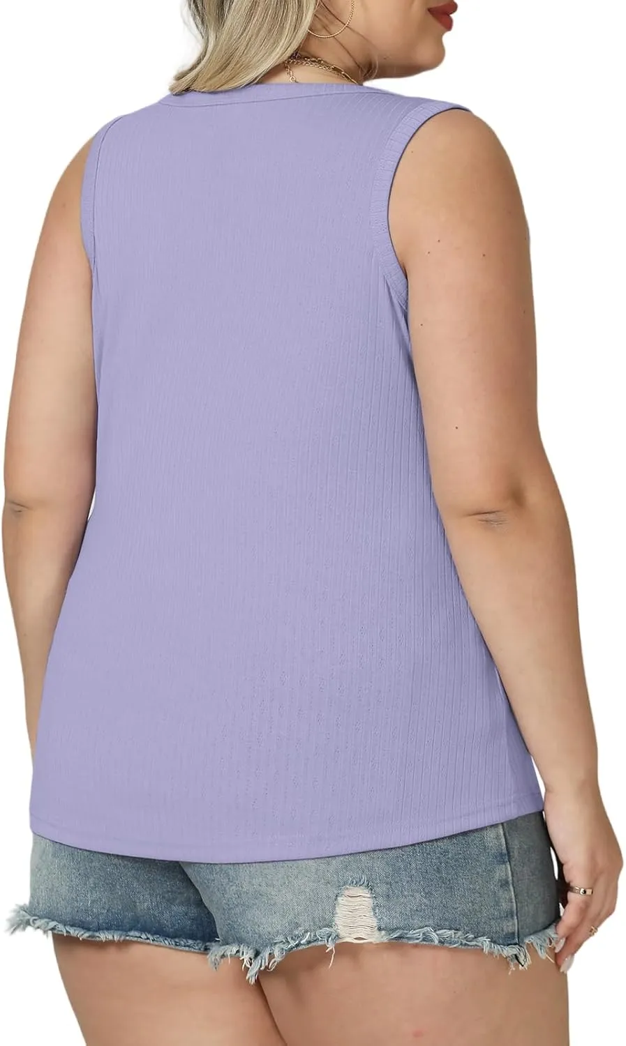 VISLILY Womens-Plus-Size-Tank-Tops 2025 Summer Crew Neck Sleeveless Shirts Casual Ribbed Racerback Blouses XL-5XL