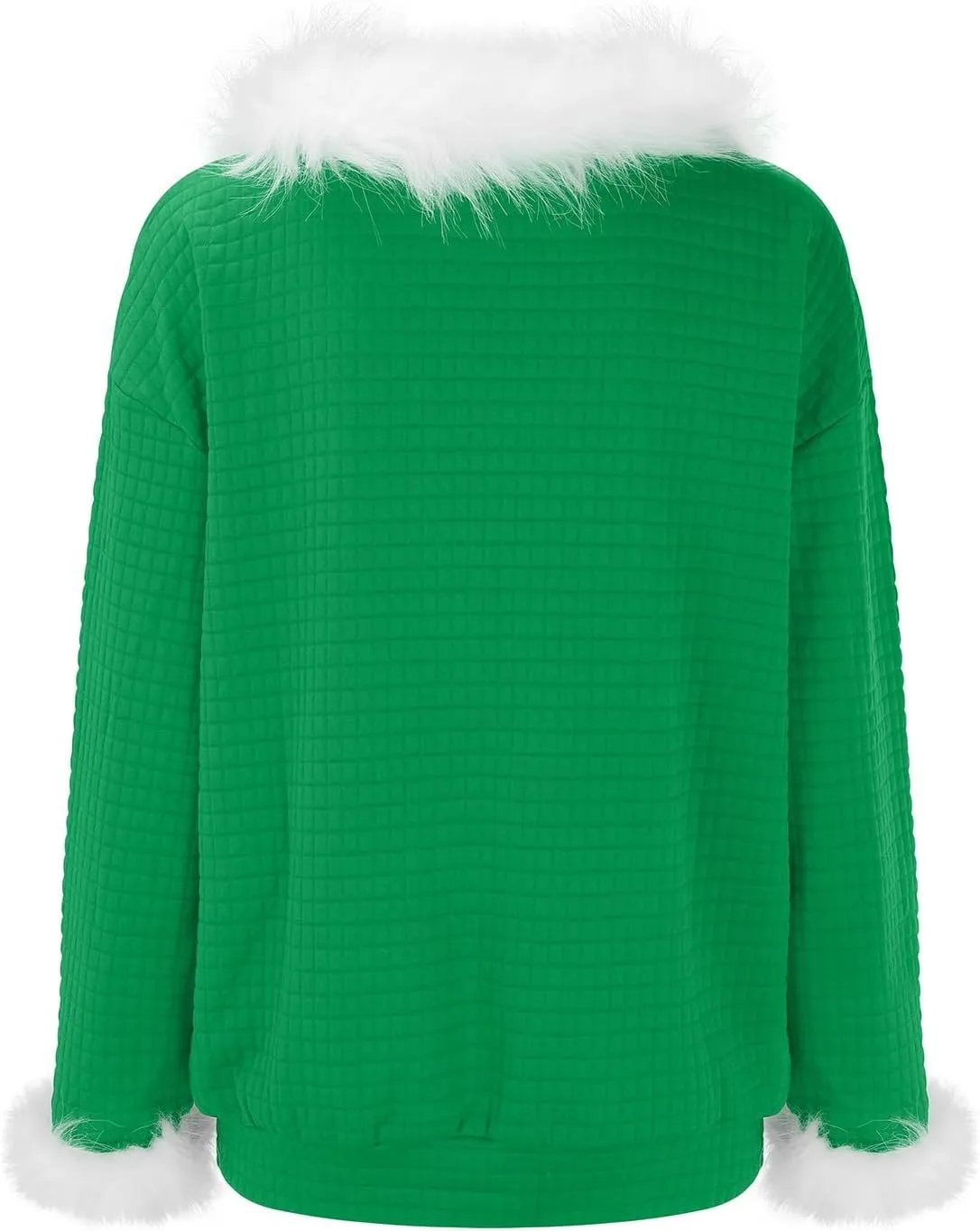 Waffle Knit Christmas Sweaters for Women Faux Fur Trim Pullover Holiday Hoodie Hooded Oversized Sweatshirt Tunic Tops