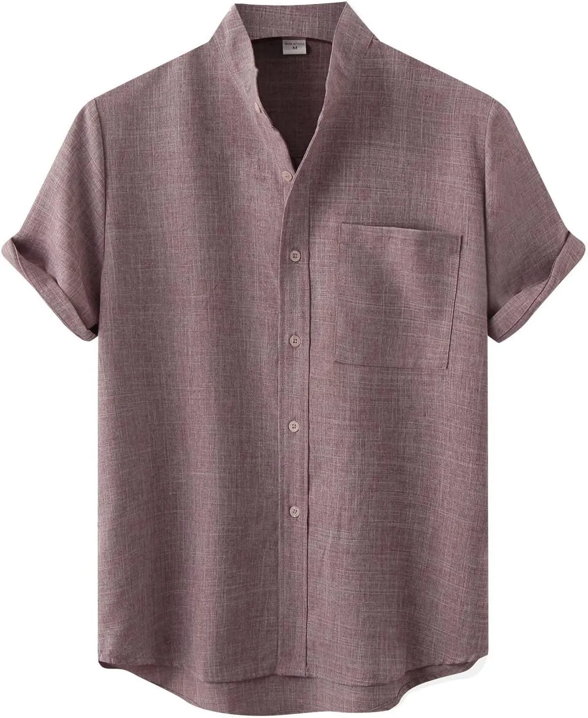 Wankang Mens Summer Casual Linen Shirts Short Sleeve Button Up Beach T Shirts Collared Tees Pocket Hawaiian Shirt for Men