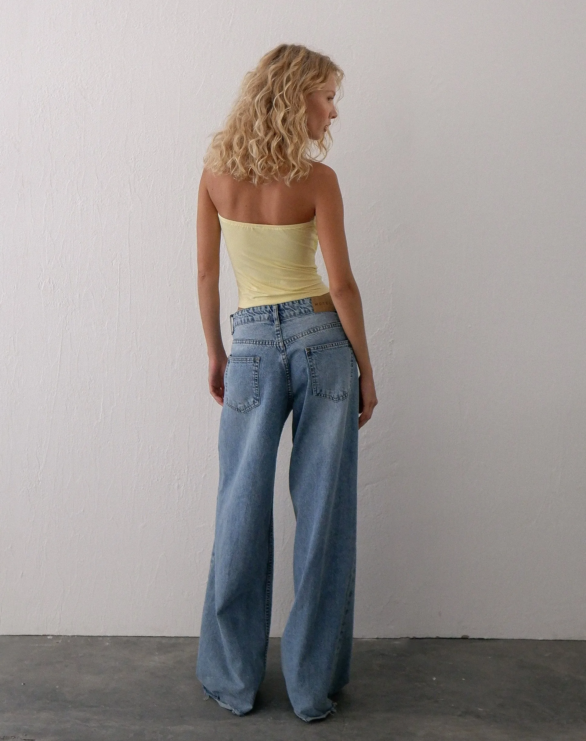 Wayan Ruffle Bandeau Top in Pale Yellow