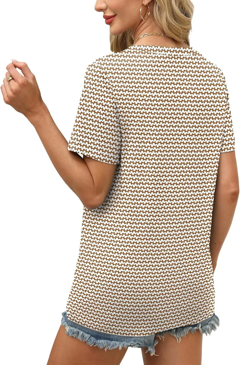 WEESO Womens Tops Summer Short Sleeve V Neck Blouses Business Casual Loose Fit Tshirts Trendy Fashion Outfits