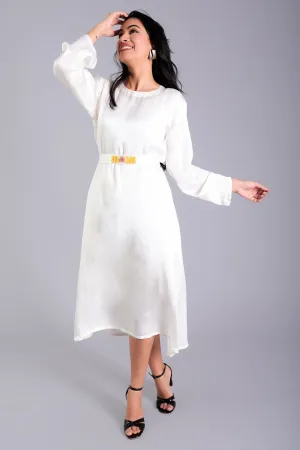 White Drop Shoulder Midi Dress