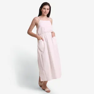 White Hand Beaded Cotton Camisole Maxi Dress