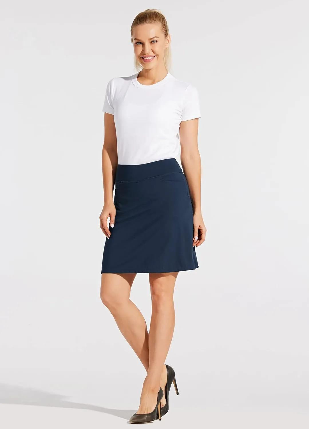 Willit Women's 19" Skort Skirt Tennis Golf Athletic Skirt Knee Length Casual Lightweight Skort with Pockets