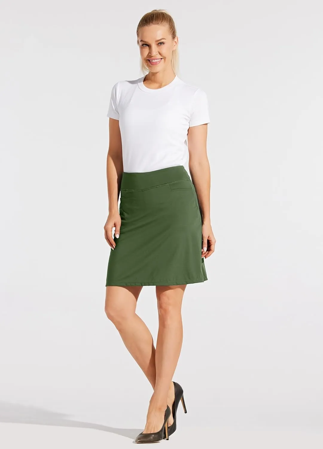 Willit Women's 19" Skort Skirt Tennis Golf Athletic Skirt Knee Length Casual Lightweight Skort with Pockets