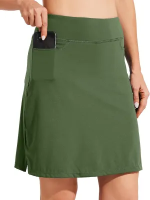 Willit Women's 19" Skort Skirt Tennis Golf Athletic Skirt Knee Length Casual Lightweight Skort with Pockets