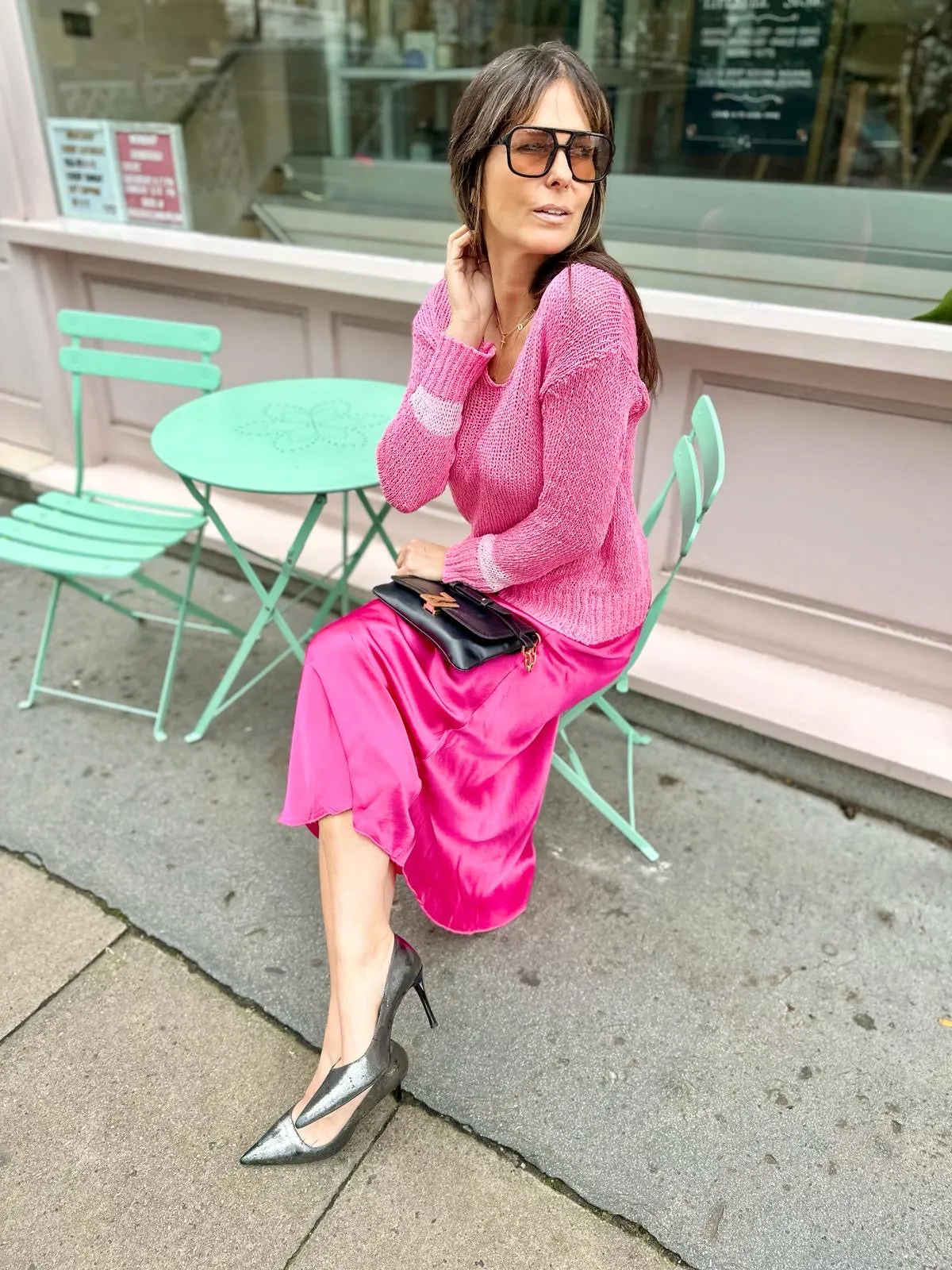 Wisper Satin-style Skirt Hot Pink
