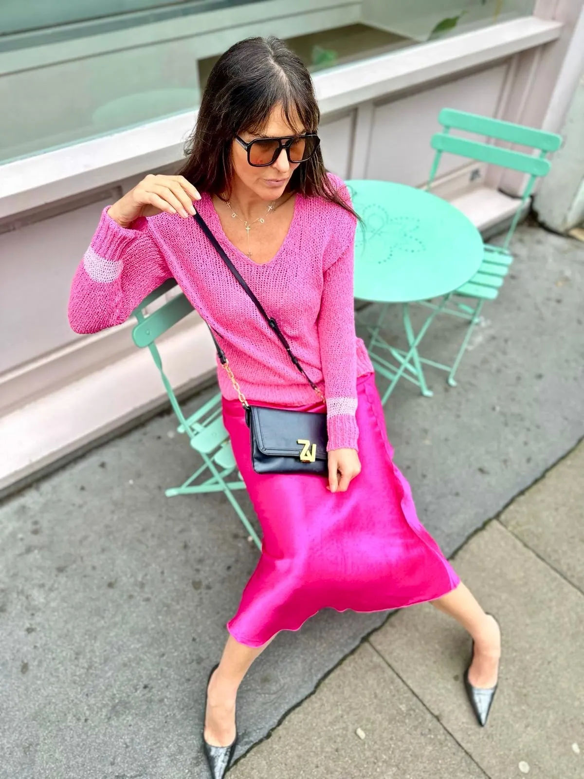 Wisper Satin-style Skirt Hot Pink