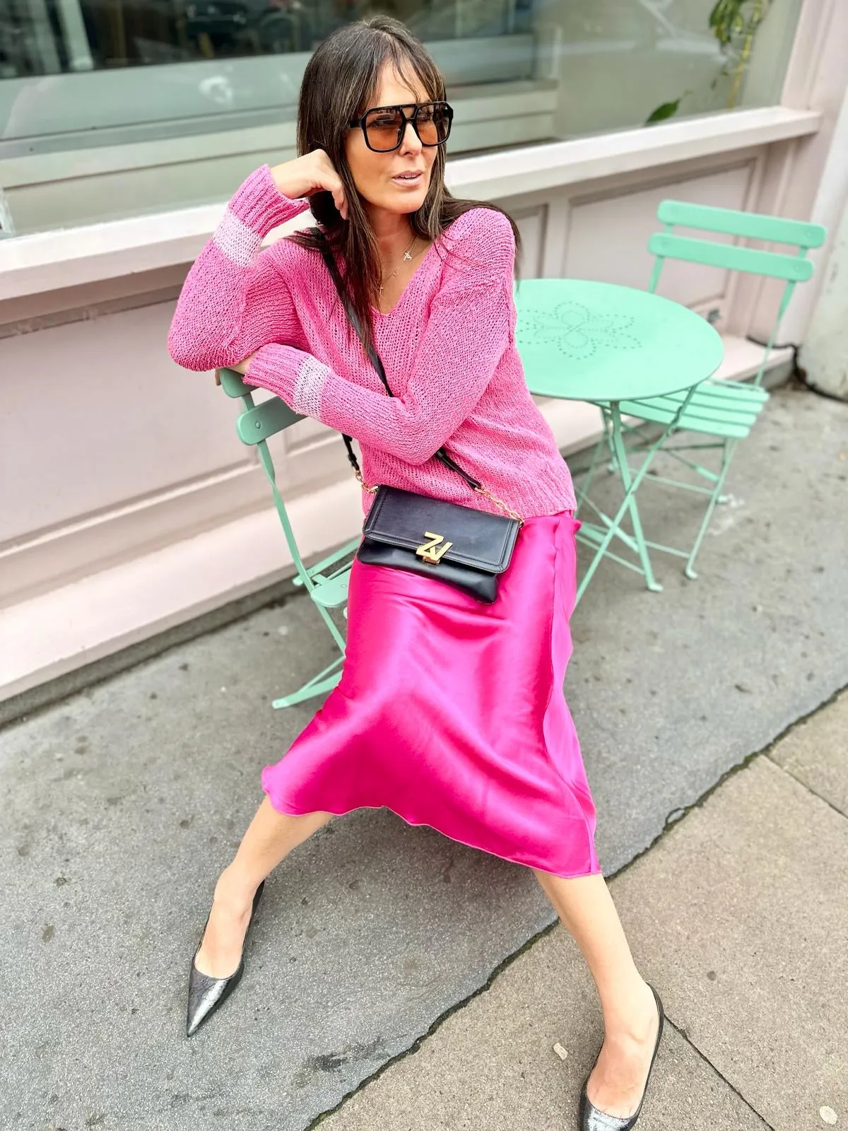 Wisper Satin-style Skirt Hot Pink