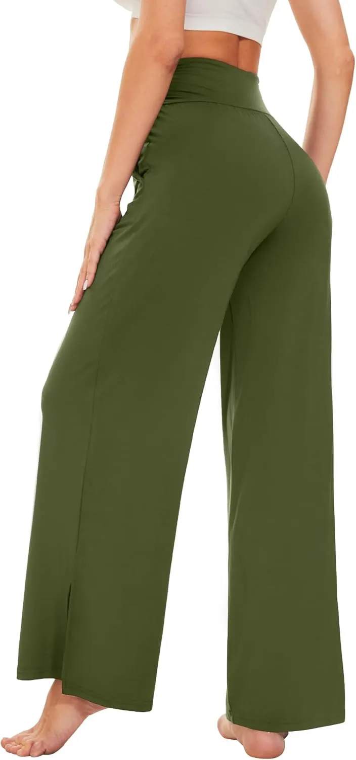WiWi Womens Viscose from Bamboo Lounge Pants Soft Wide Leg Pajama Bottoms Palazzo Yoga Pant Casual Pj Bottom S-XXL