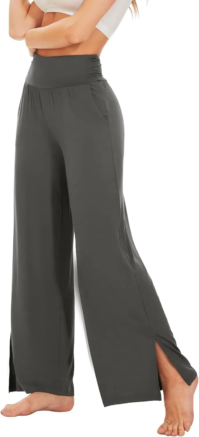 WiWi Womens Viscose from Bamboo Lounge Pants Soft Wide Leg Pajama Bottoms Palazzo Yoga Pant Casual Pj Bottom S-XXL