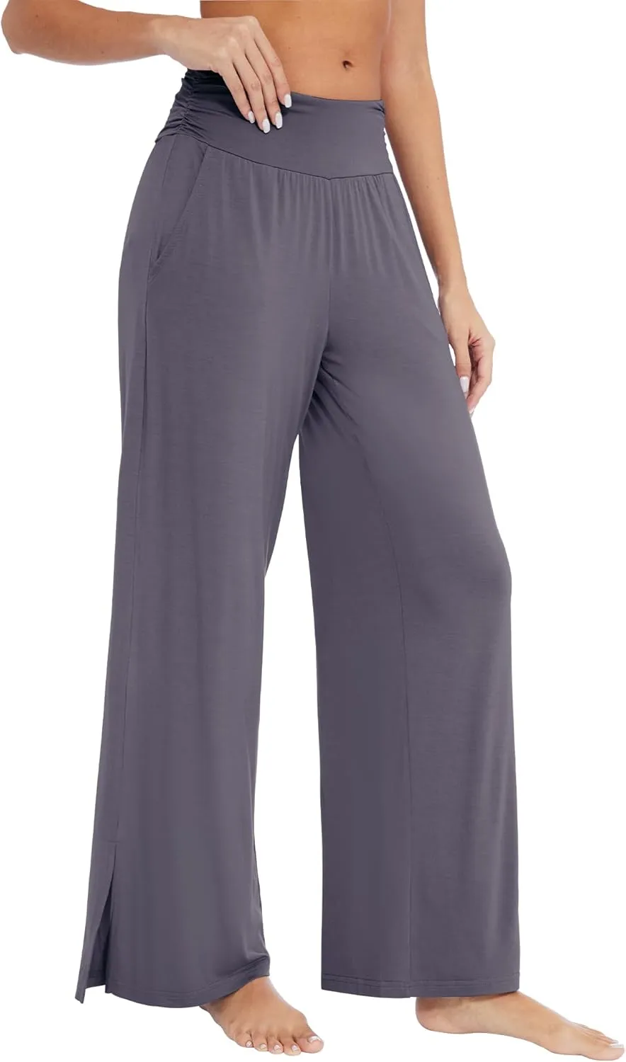 WiWi Womens Viscose from Bamboo Lounge Pants Soft Wide Leg Pajama Bottoms Palazzo Yoga Pant Casual Pj Bottom S-XXL