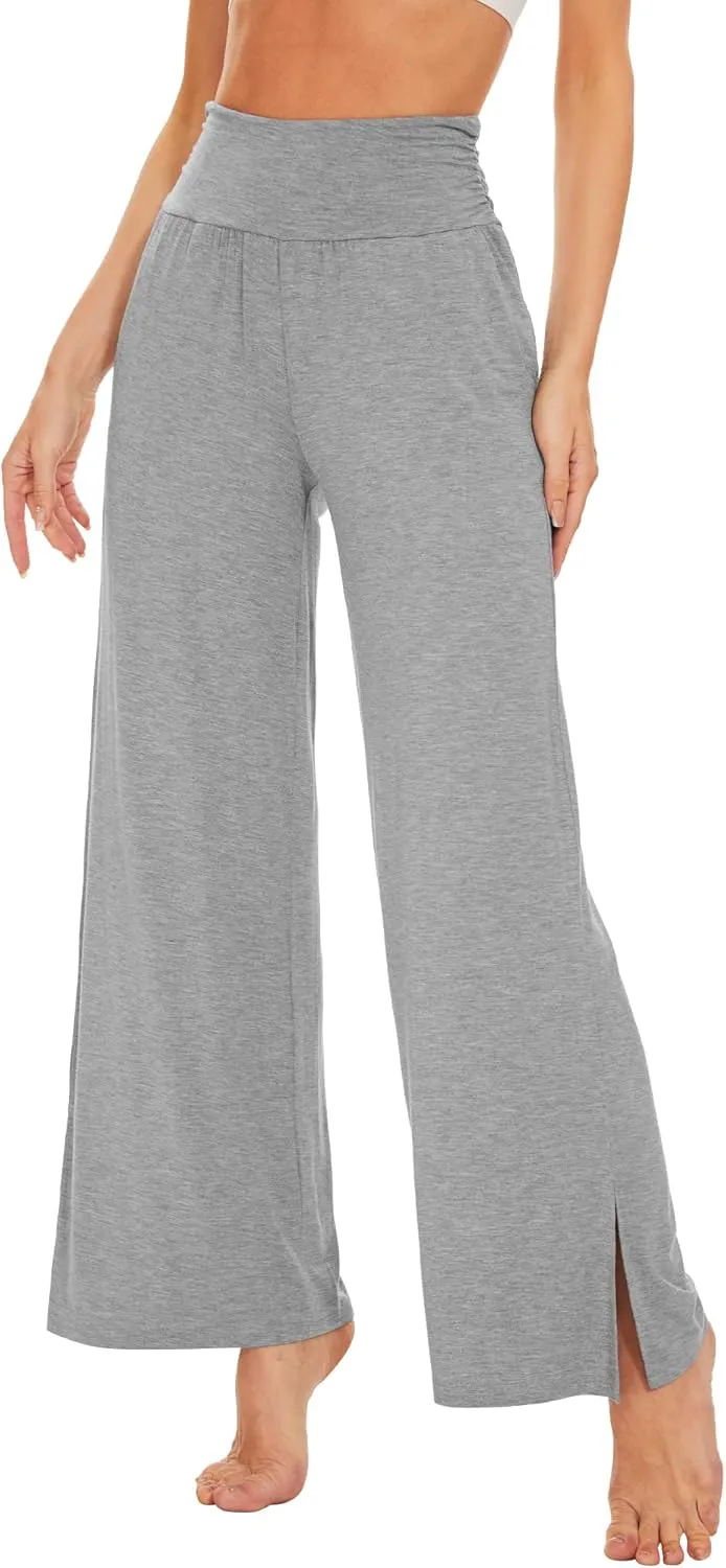 WiWi Womens Viscose from Bamboo Lounge Pants Soft Wide Leg Pajama Bottoms Palazzo Yoga Pant Casual Pj Bottom S-XXL