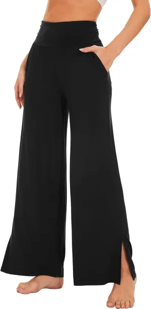 WiWi Womens Viscose from Bamboo Lounge Pants Soft Wide Leg Pajama Bottoms Palazzo Yoga Pant Casual Pj Bottom S-XXL