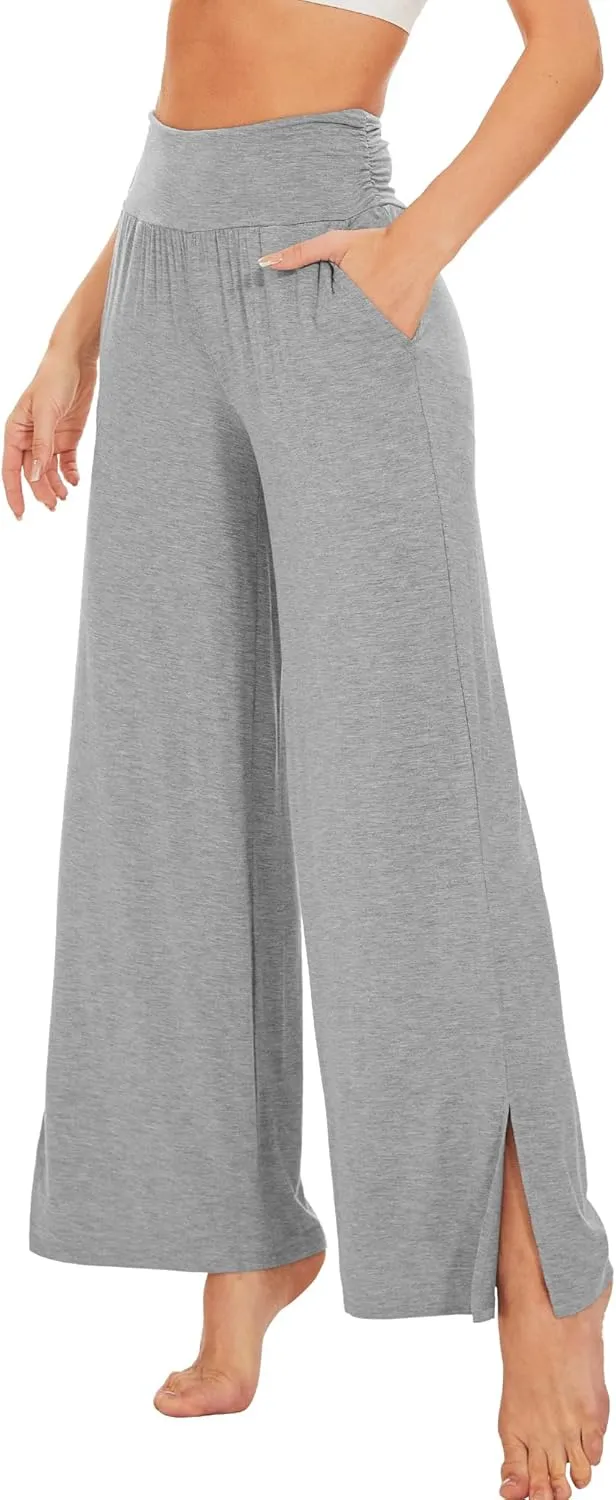 WiWi Womens Viscose from Bamboo Lounge Pants Soft Wide Leg Pajama Bottoms Palazzo Yoga Pant Casual Pj Bottom S-XXL