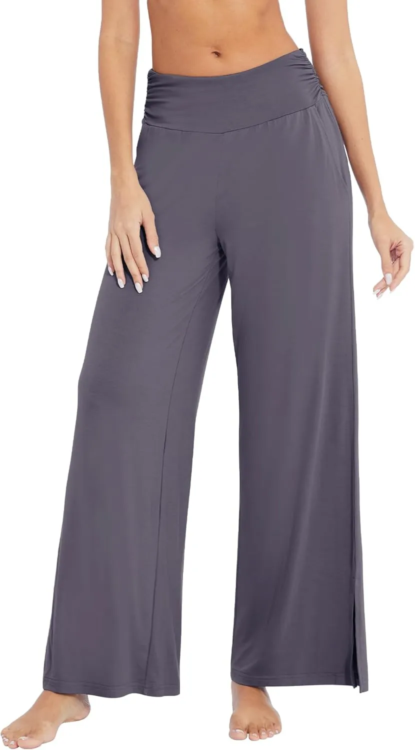 WiWi Womens Viscose from Bamboo Lounge Pants Soft Wide Leg Pajama Bottoms Palazzo Yoga Pant Casual Pj Bottom S-XXL