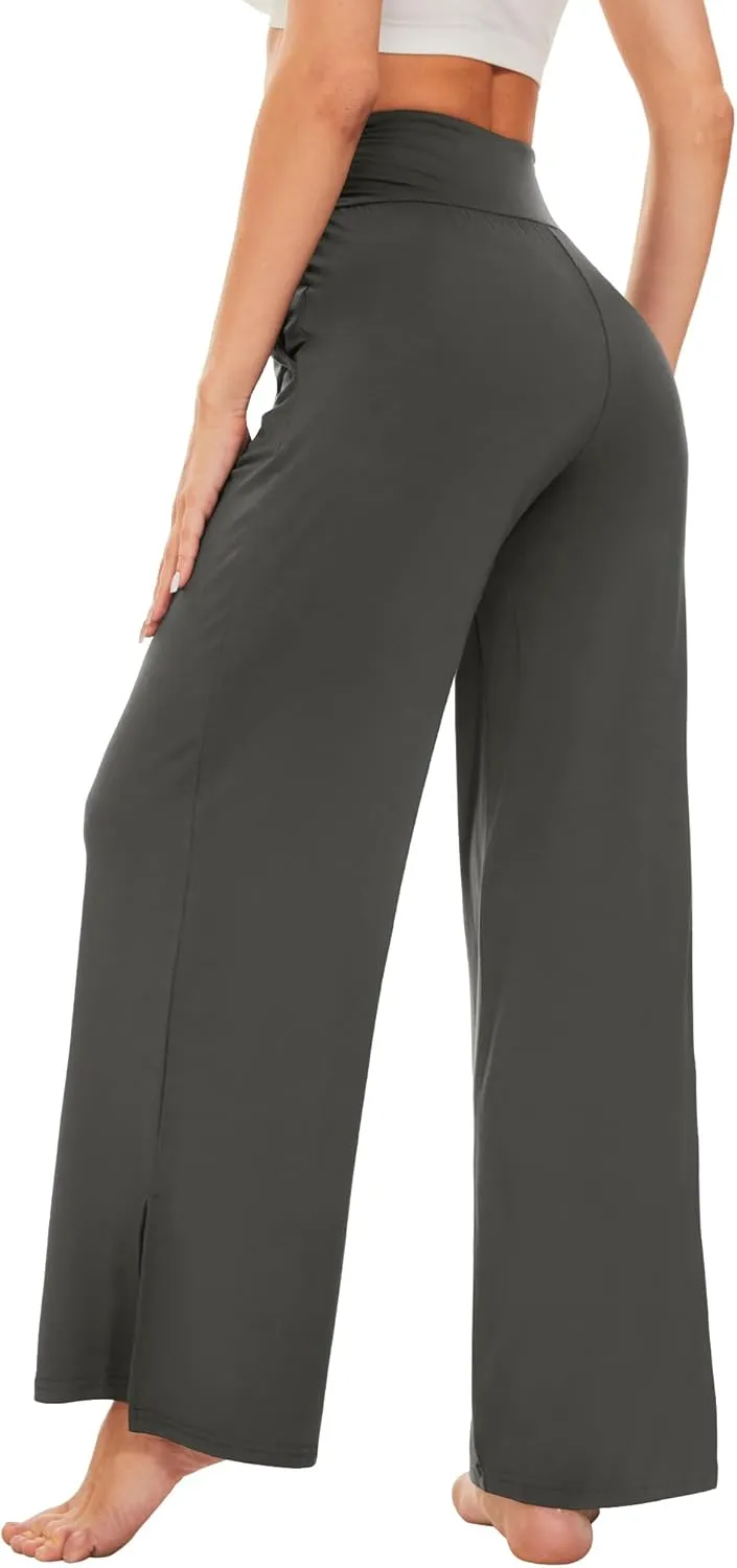 WiWi Womens Viscose from Bamboo Lounge Pants Soft Wide Leg Pajama Bottoms Palazzo Yoga Pant Casual Pj Bottom S-XXL