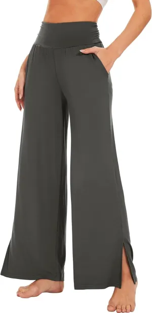WiWi Womens Viscose from Bamboo Lounge Pants Soft Wide Leg Pajama Bottoms Palazzo Yoga Pant Casual Pj Bottom S-XXL