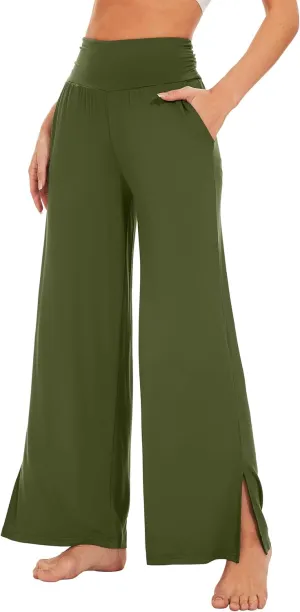 WiWi Womens Viscose from Bamboo Lounge Pants Soft Wide Leg Pajama Bottoms Palazzo Yoga Pant Casual Pj Bottom S-XXL