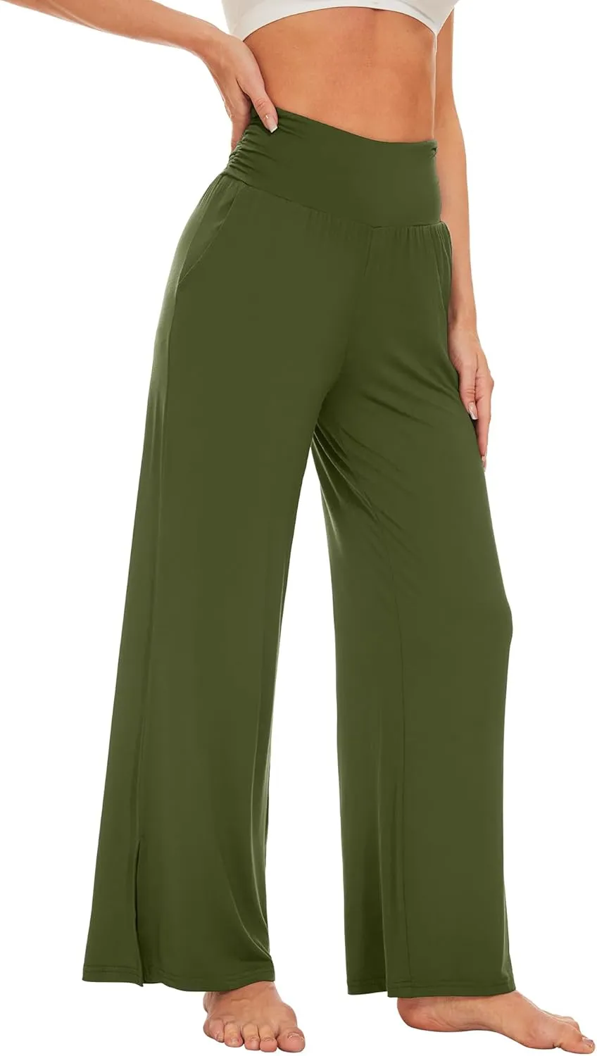 WiWi Womens Viscose from Bamboo Lounge Pants Soft Wide Leg Pajama Bottoms Palazzo Yoga Pant Casual Pj Bottom S-XXL