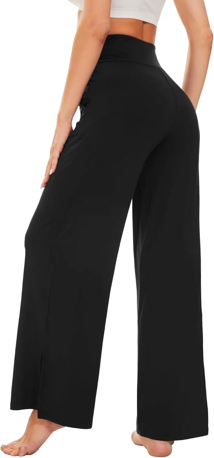 WiWi Womens Viscose from Bamboo Lounge Pants Soft Wide Leg Pajama Bottoms Palazzo Yoga Pant Casual Pj Bottom S-XXL