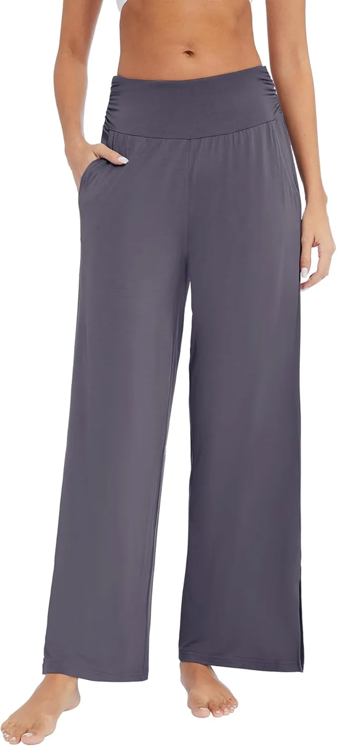 WiWi Womens Viscose from Bamboo Lounge Pants Soft Wide Leg Pajama Bottoms Palazzo Yoga Pant Casual Pj Bottom S-XXL