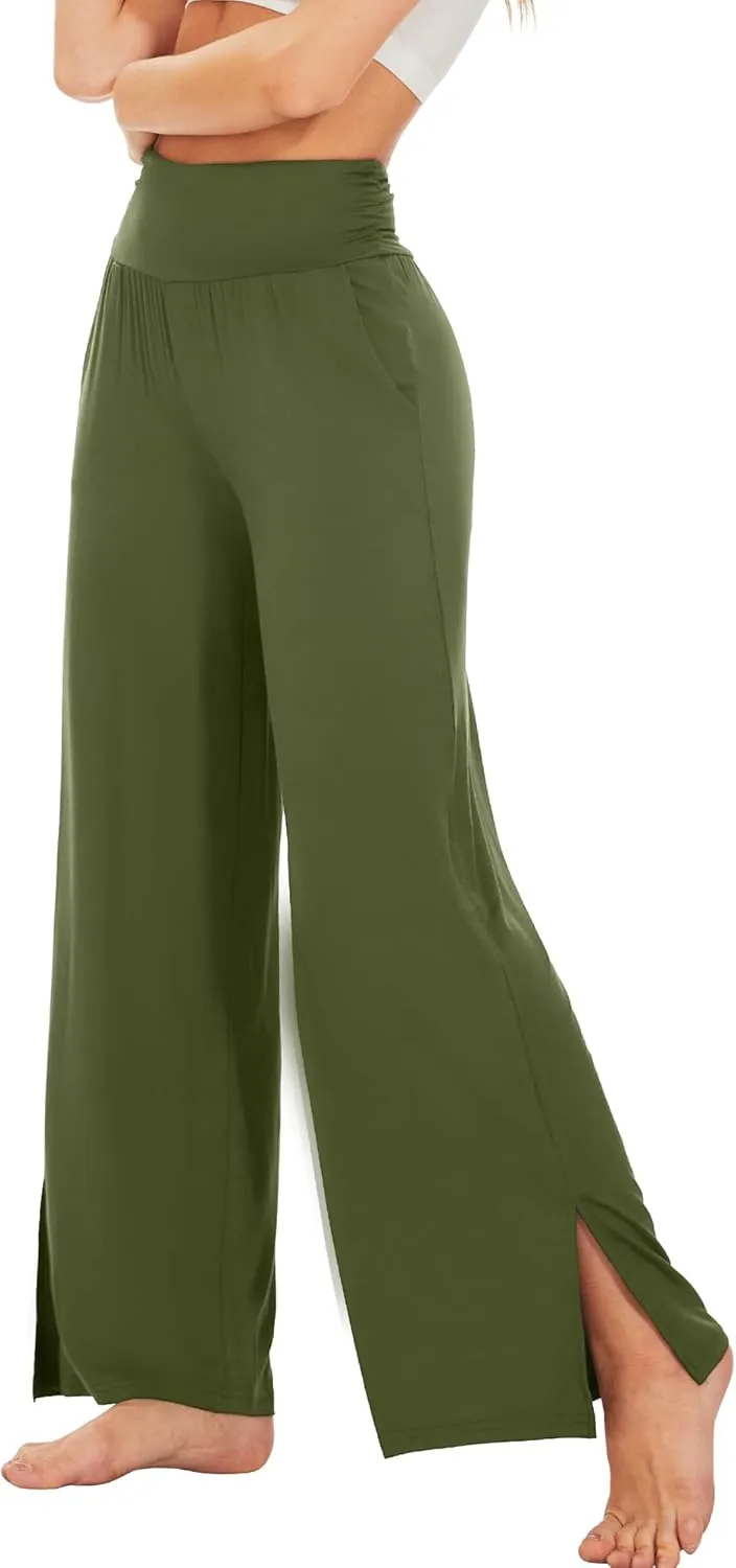 WiWi Womens Viscose from Bamboo Lounge Pants Soft Wide Leg Pajama Bottoms Palazzo Yoga Pant Casual Pj Bottom S-XXL