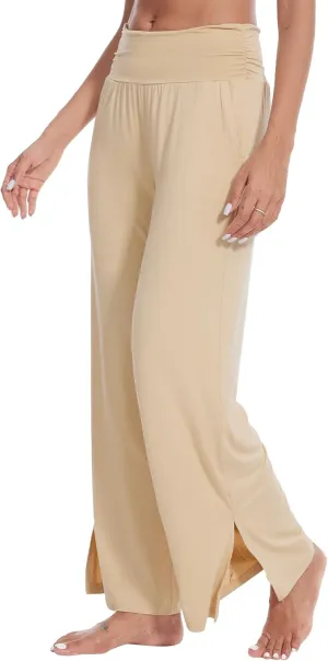 WiWi Womens Viscose from Bamboo Lounge Pants Soft Wide Leg Pajama Bottoms Palazzo Yoga Pant Casual Pj Bottom S-XXL