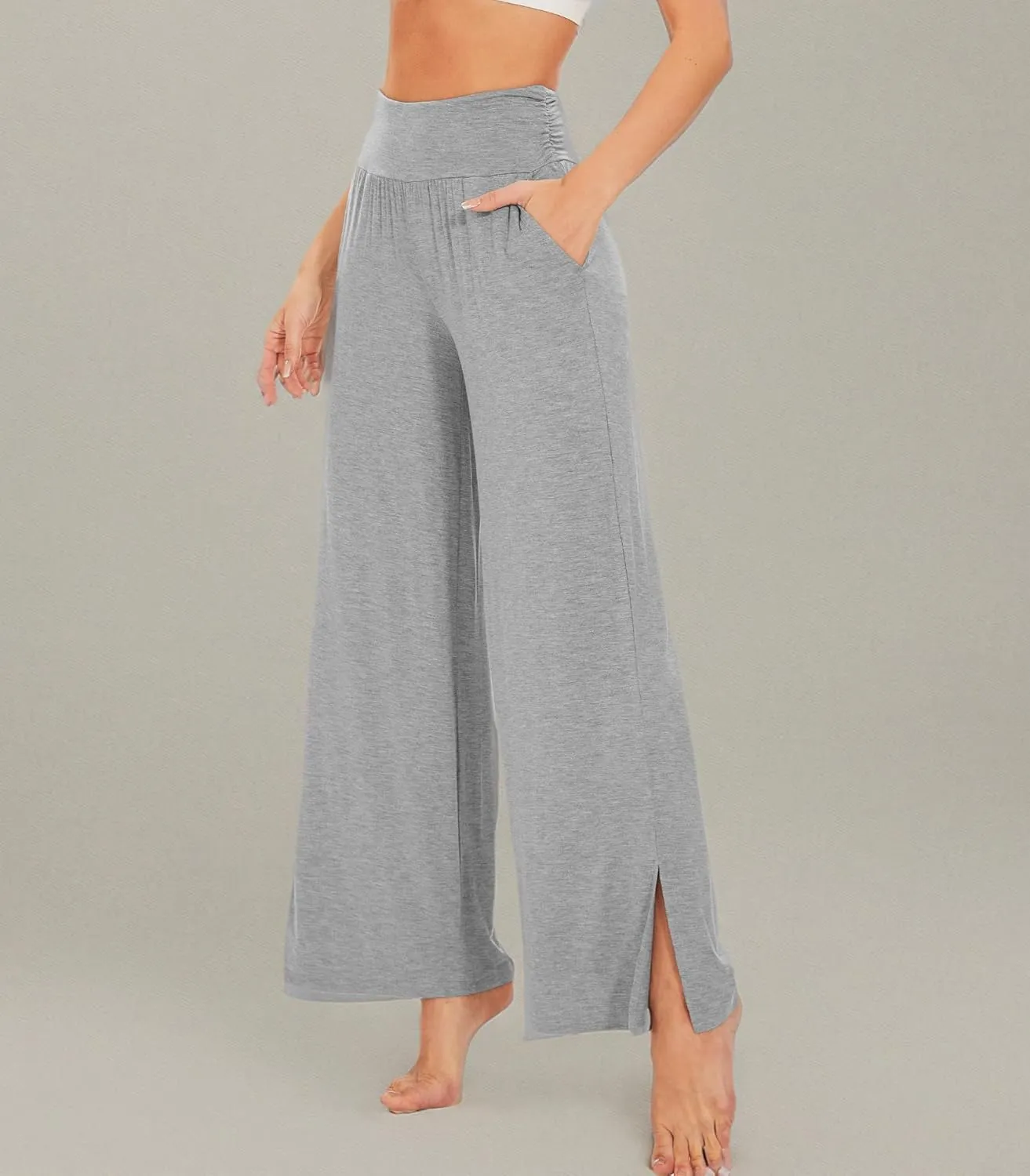 WiWi Womens Viscose from Bamboo Lounge Pants Soft Wide Leg Pajama Bottoms Palazzo Yoga Pant Casual Pj Bottom S-XXL