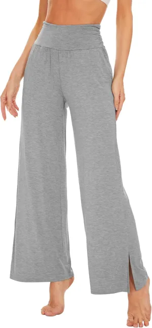 WiWi Womens Viscose from Bamboo Lounge Pants Soft Wide Leg Pajama Bottoms Palazzo Yoga Pant Casual Pj Bottom S-XXL