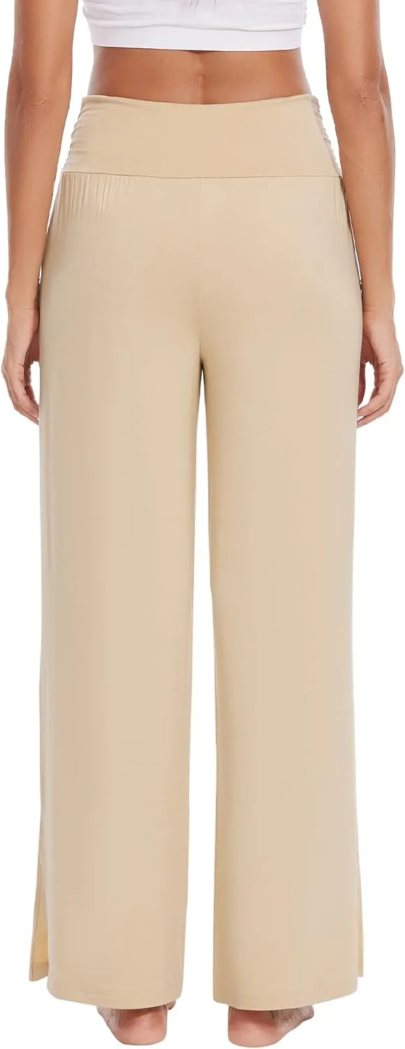 WiWi Womens Viscose from Bamboo Lounge Pants Soft Wide Leg Pajama Bottoms Palazzo Yoga Pant Casual Pj Bottom S-XXL