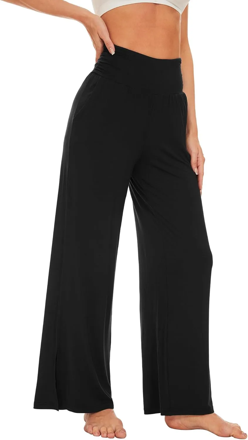 WiWi Womens Viscose from Bamboo Lounge Pants Soft Wide Leg Pajama Bottoms Palazzo Yoga Pant Casual Pj Bottom S-XXL