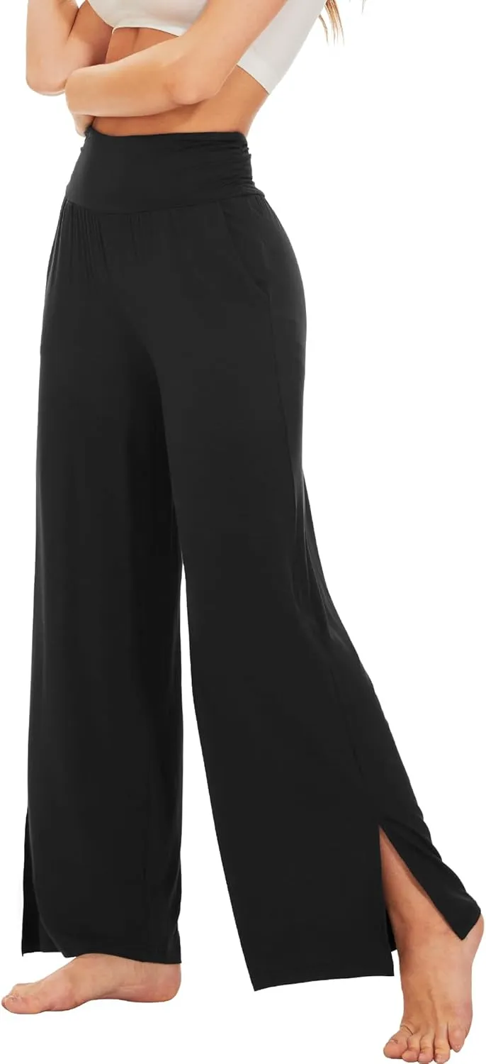 WiWi Womens Viscose from Bamboo Lounge Pants Soft Wide Leg Pajama Bottoms Palazzo Yoga Pant Casual Pj Bottom S-XXL