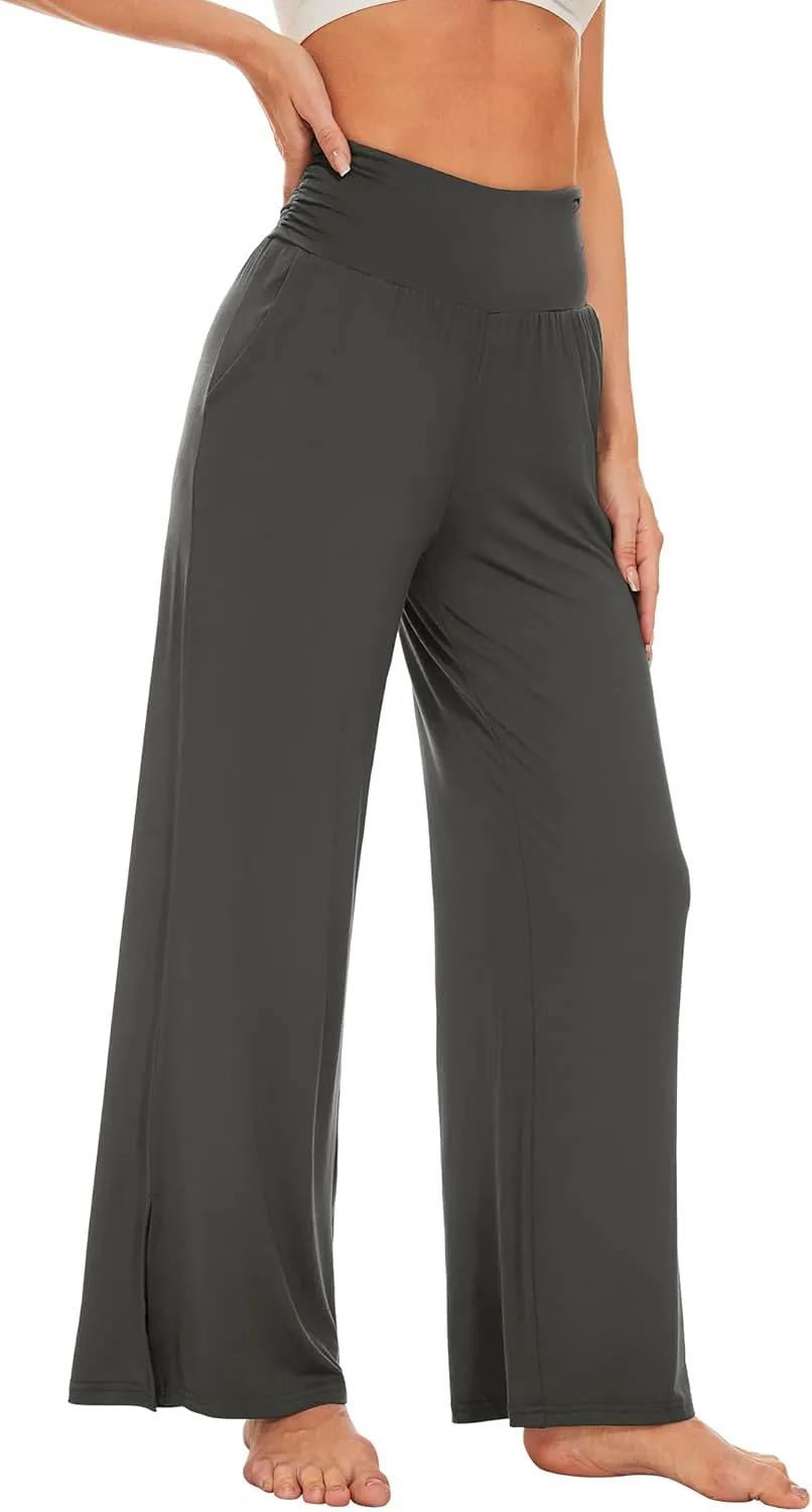 WiWi Womens Viscose from Bamboo Lounge Pants Soft Wide Leg Pajama Bottoms Palazzo Yoga Pant Casual Pj Bottom S-XXL