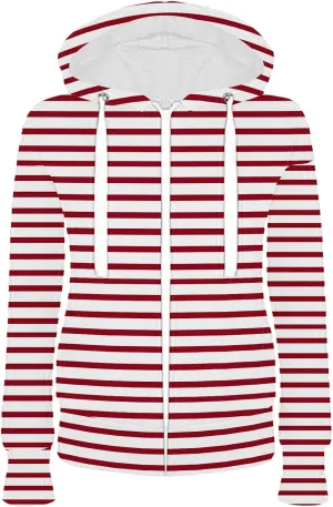 Women Casual Zip Up Hoodie Long Sleeve Striped Hooded Jacket Plus Size Pockets Comfy Fall Drawstring Sweatshirt 2024