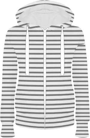 Women Casual Zip Up Hoodie Long Sleeve Striped Hooded Jacket Plus Size Pockets Comfy Fall Drawstring Sweatshirt 2024