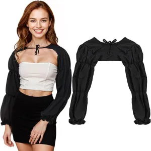Women Lace Bolero Shrug Cropped Cardigan Long Lace Sleeve Open Front Shawl Crop Dress Cover Top, See Through Sheer Cardigan Shoulder Cover (M)