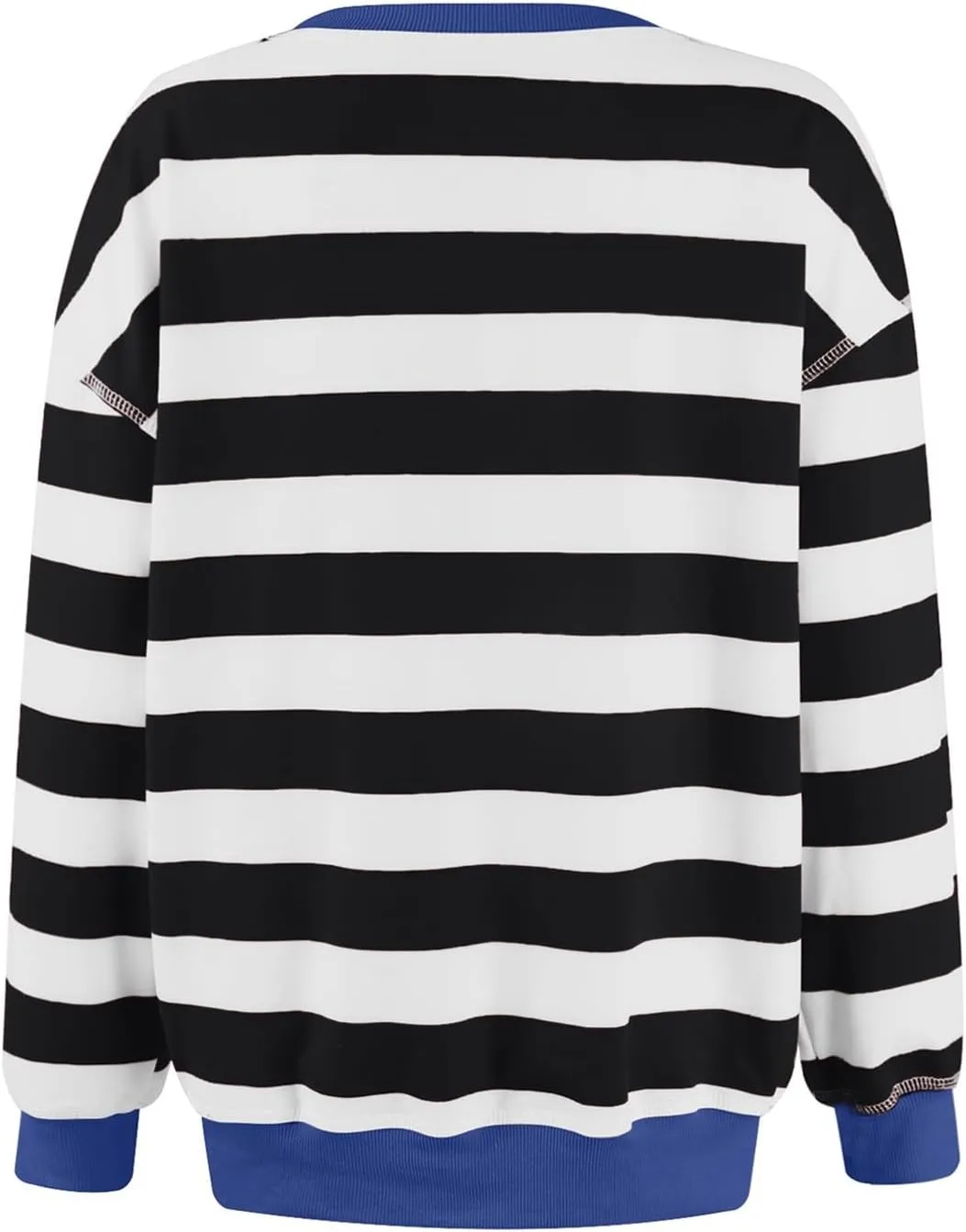 Women Oversized Sweatshirt Long Sleeve Crewneck Color Block Striped Pullover Tops