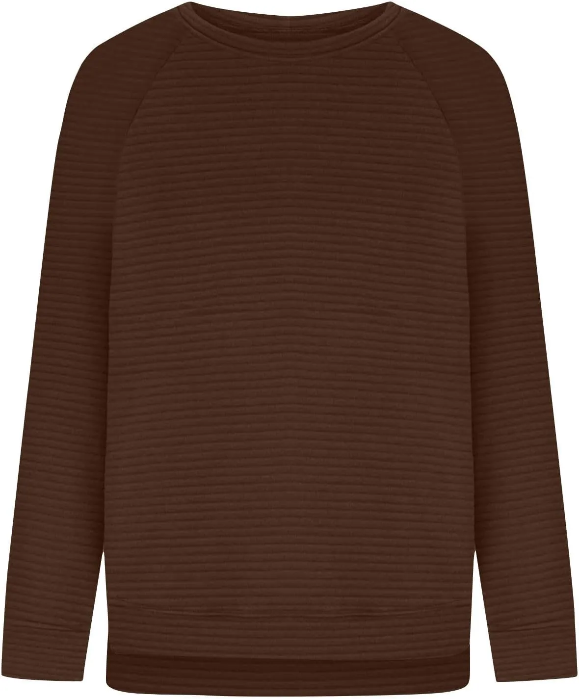 Women Sweatshirts Trendy Comfy Baggy Raglan Sleeve Crew Neck Blouses Shirts Solid Color Loose Fitting Lounge Tops