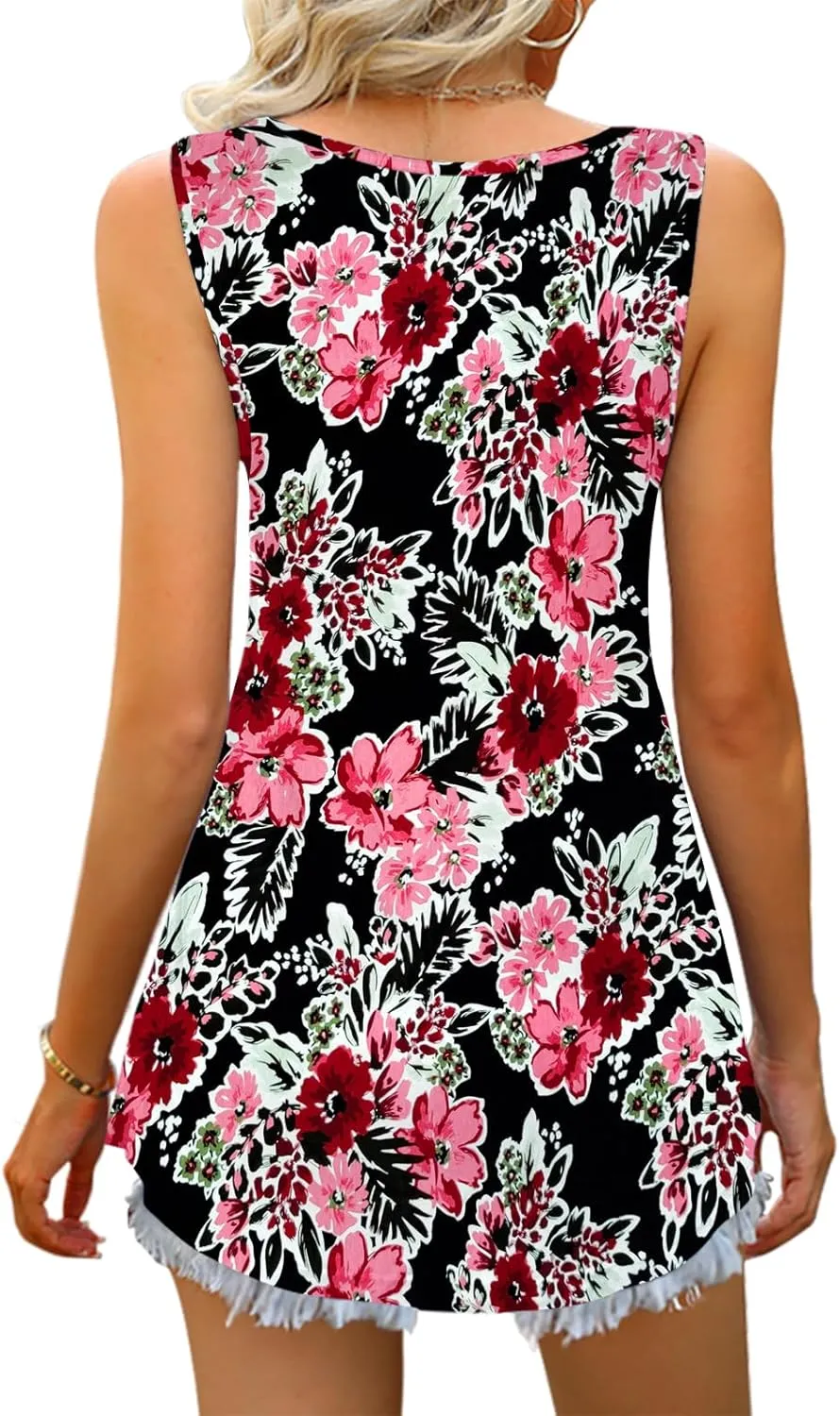 Women Tank Tops 2025 Summer Sleeveless Blouses V Neck Casual Loose Fit Flowy Shirts S-3X