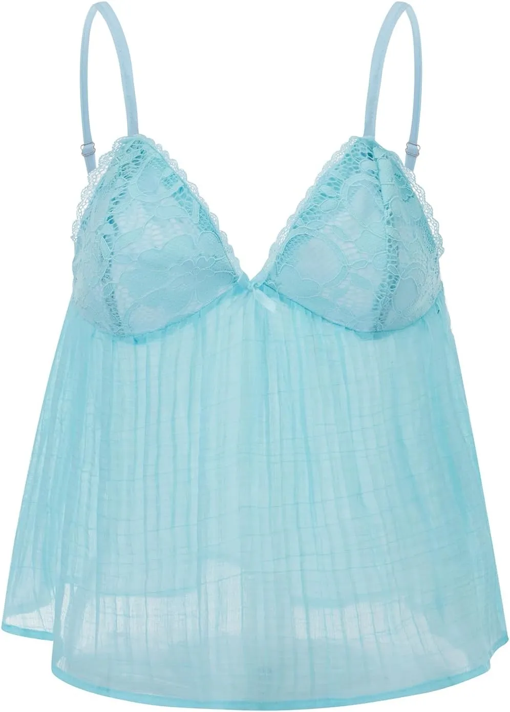 Women Y2K Fairy Pleated Camisole Coquette Spaghetti Strap V-Neck Lace Mesh Sheer Ruffle Hem Crop Tank Top Clubwear